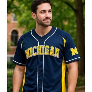 Michigan Wolverines Baseball Jersey Mens Size 2XL Colosseum Embroidered GO BLUE